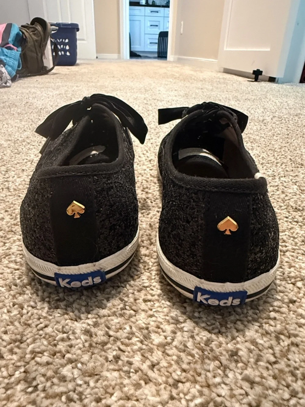 Keds Black Glitter Satin-Lace Sneakers - Picture 2 of 4